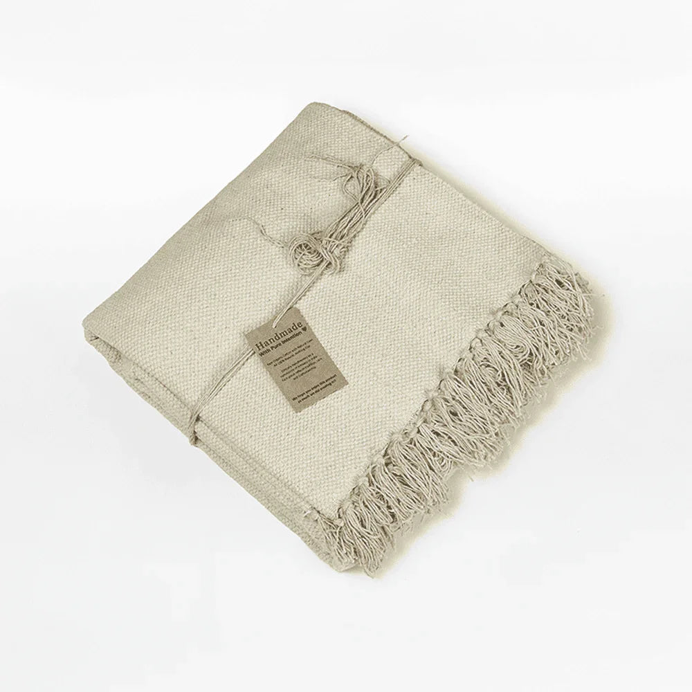 XXL Organic Cotton Handcrafted Rug – Raw Oatmeal - Zenvibes