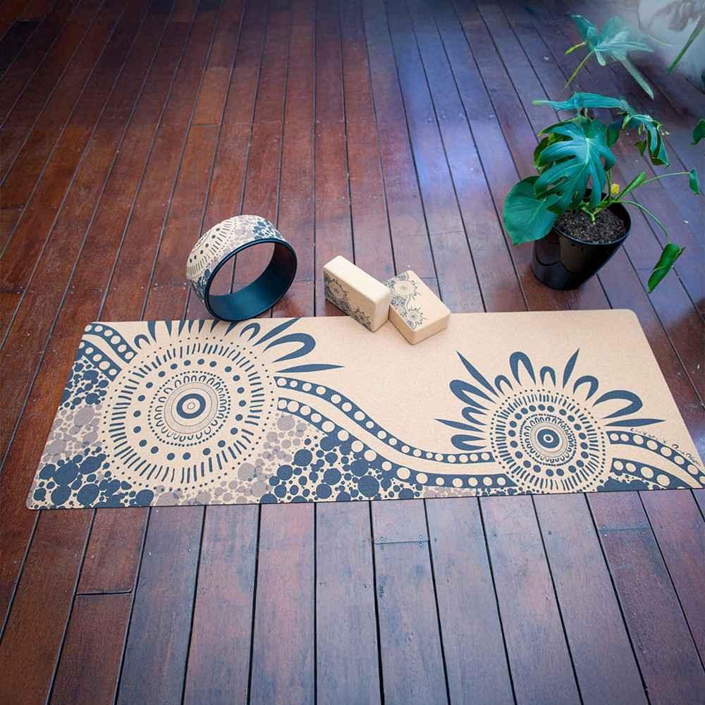 Extra-Thick Cork Yoga Mat 7mm - River Run - Blue - Zenvibes