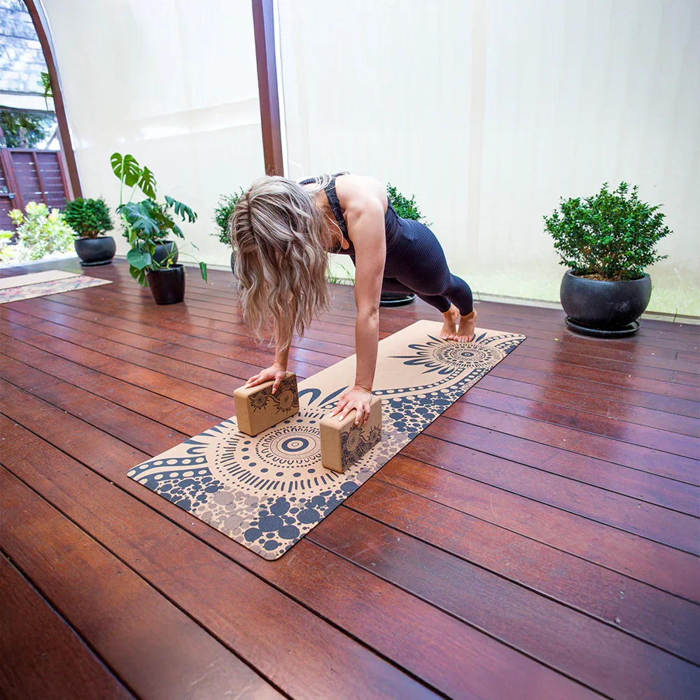 Extra-Thick Cork Yoga Mat 7mm - River Run - Blue - Zenvibes