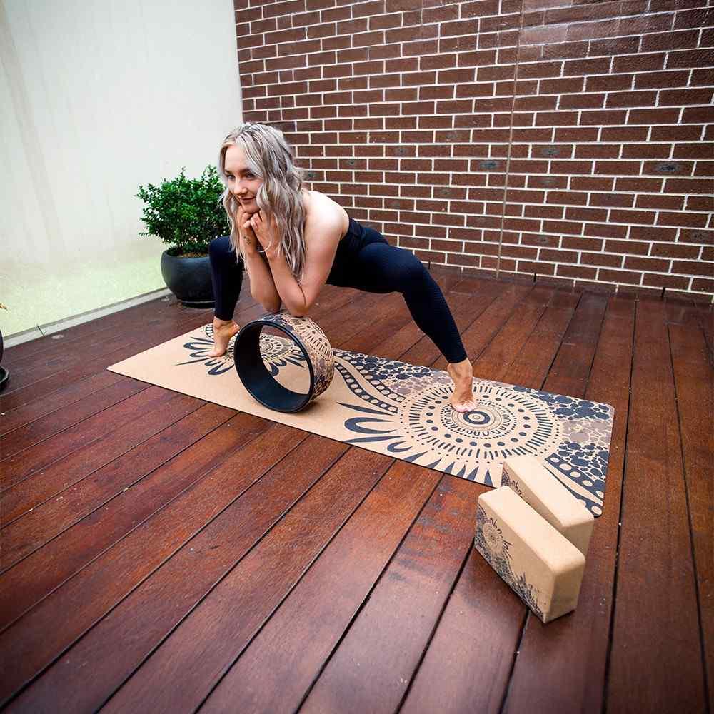 Extra-Thick Cork Yoga Mat 7mm - River Run - Blue - Zenvibes