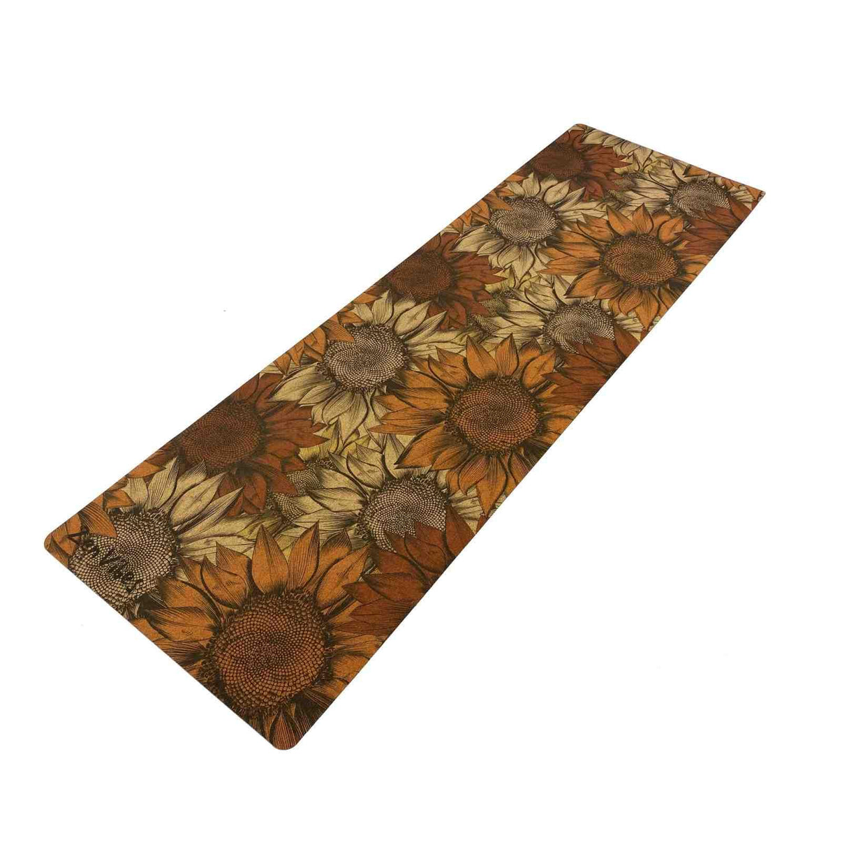 Comfort Cork Yoga Mat 5mm -Handdrawn Sunflower - Zenvibes
