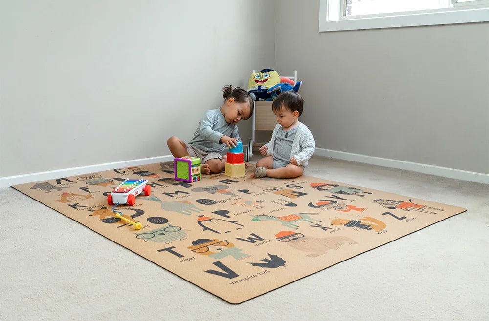 XXL Extra Large Cork Kids Play Mat - ABC Zoo 135cm X 180cm - Zenvibes