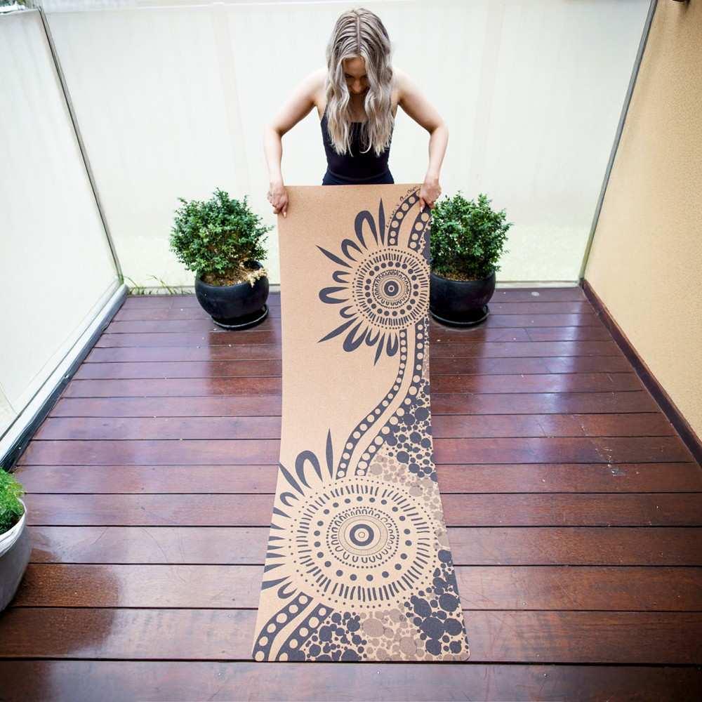 Extra-Thick Cork Yoga Mat 7mm - River Run - Blue - Zenvibes