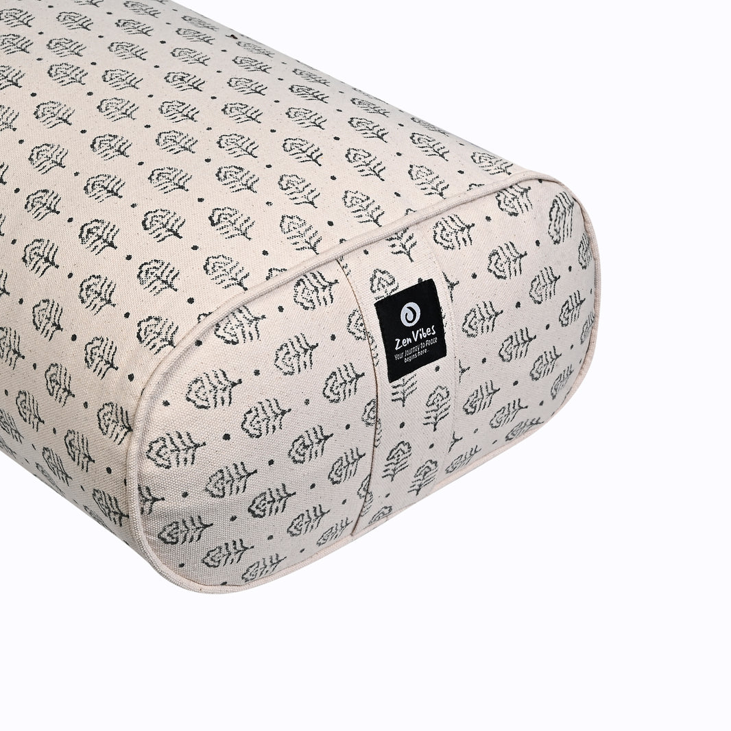 Oval Yoga Bolster – Floral Grace, Handcrafted & Artisan-Made