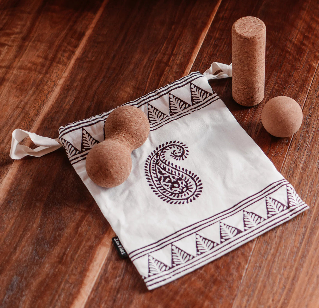 100% Natural Cork Massage Kit- Cork Ball, Peanut & Mini Roller for Muscle Recovery
