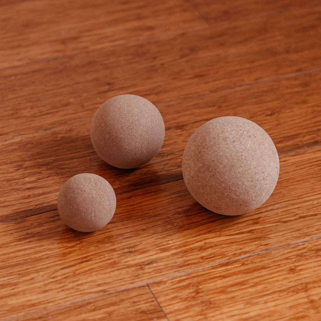 100% Natural Cork Massage Balls Set – 3-Pack (6cm, 8cm, 10cm) for Deep Tissue, Trigger Point & Myofascial Release