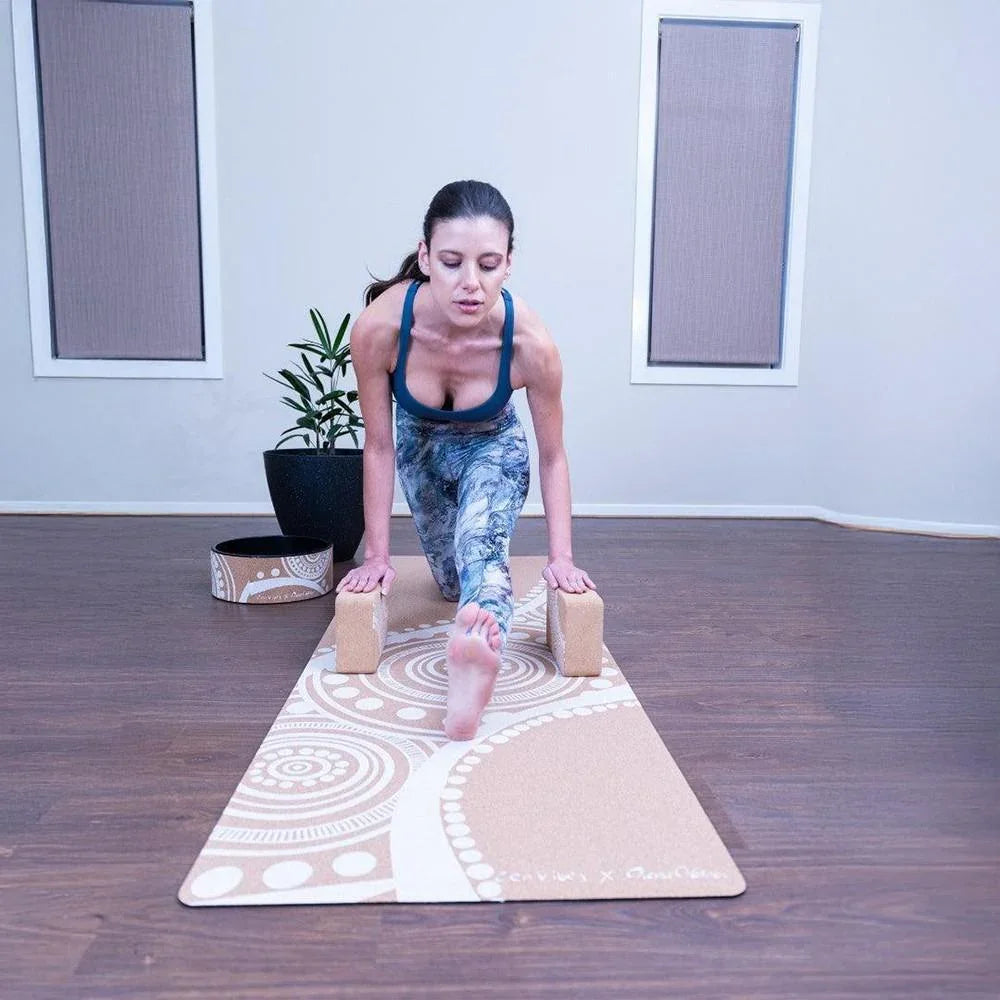 Extra-Thick Cork Yoga Mat 7mm -Flowing River White - Zenvibes