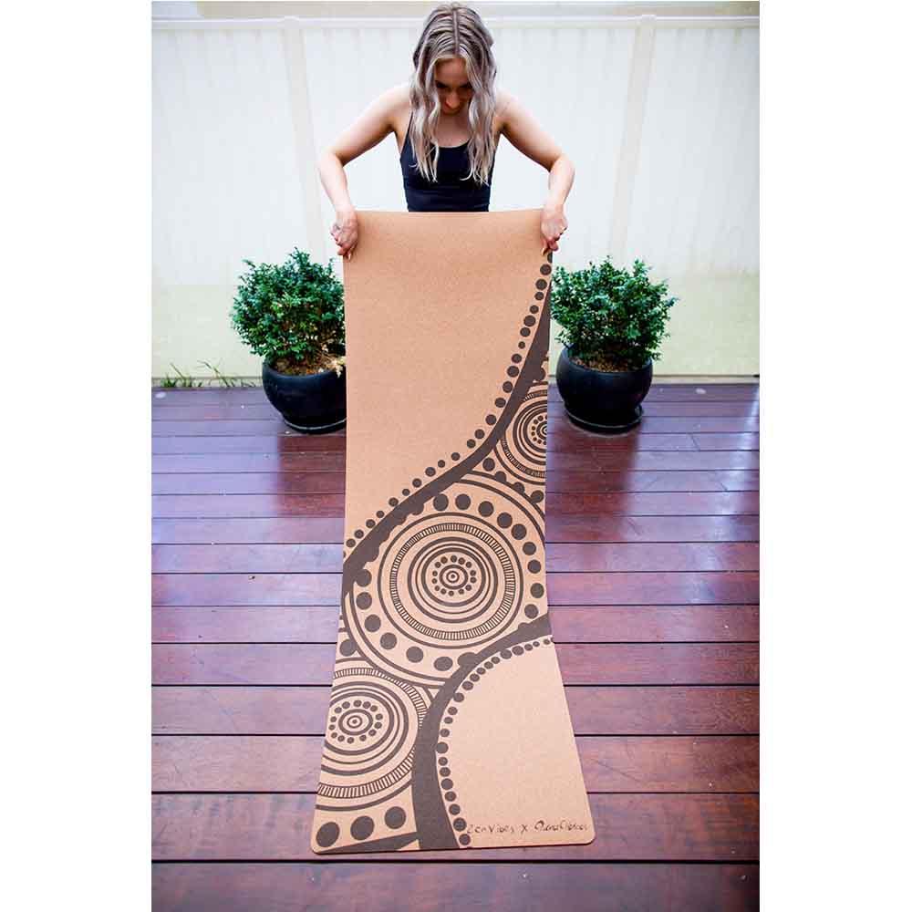 Buy Online Natural Cork Yoga Mat Brown Printed Exercise Mat Zenvibes