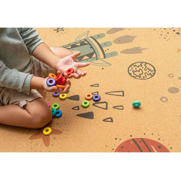 Cork Kids Play Mat | Rectangle 135cm X 180cm | Space & Rocket - Zenvibes