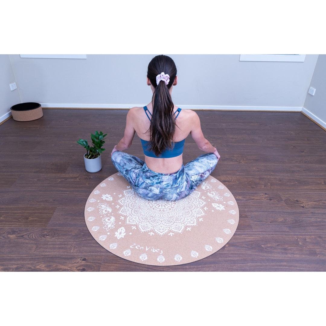 Buy Best Meditation Mat Online White Floral Print Round Mat Zenvibes