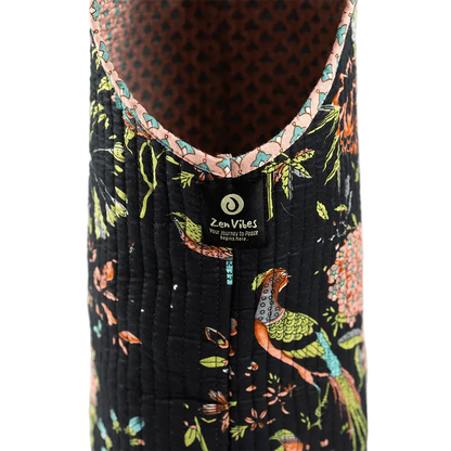 The Botanical Bird Yoga Mat Bag – Black Floral