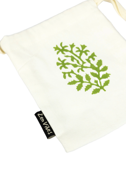 Zenvibes Block Print Cotton Handmade Bag – 17cm(L) X 13cm(W)