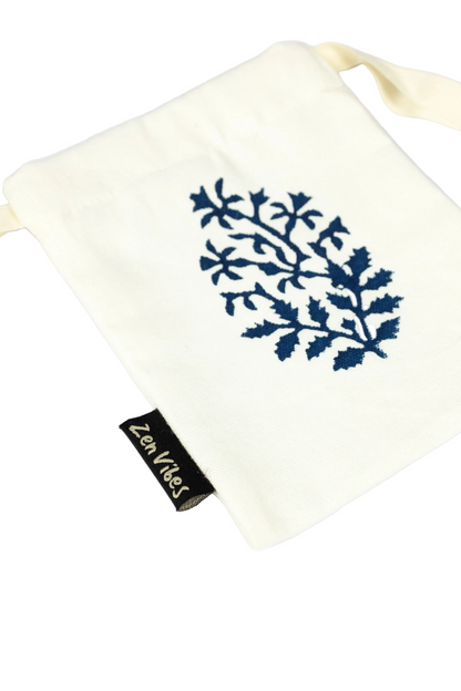 Zenvibes Block Print Cotton Handmade Bag – 17cm(L) X 13cm(W)