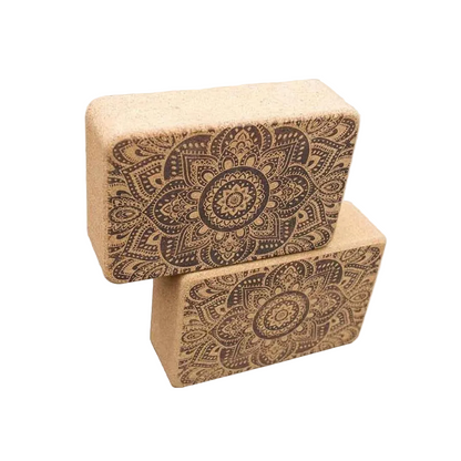 100% Natural Cork Printed Block - Mandala Black - Pair
