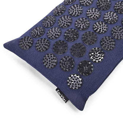 Acupressure Pillow – 44x22 cm|Heat-Bonded Spike Heads | Buckwheat Fill – Midnight Blue