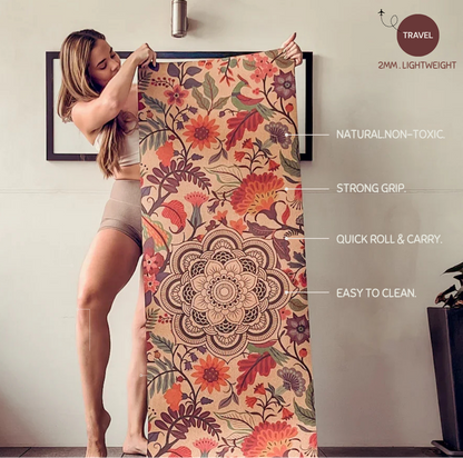 Travel 2mm Cork Yoga Mat -  Ornamental Mandala