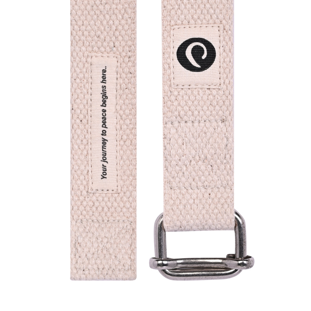 Organic Cotton Yoga Strap – Adjustable with Rectangular Metal Buckle
