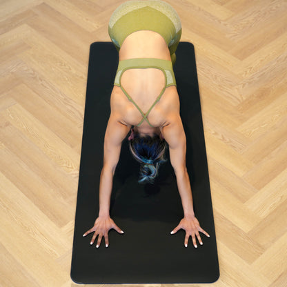 Black High-Grip Vegan Leather Yoga Mat -  Extra Wide 183 x 68cm , 5mm
