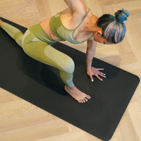 Black High-Grip Vegan Leather Yoga Mat -  Extra Wide 183 x 68cm , 5mm