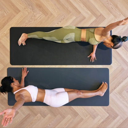 Black High-Grip Vegan Leather Yoga Mat -  Extra Wide 183 x 68cm , 5mm