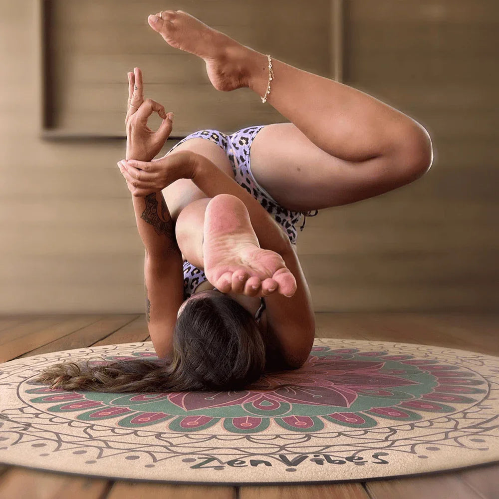 Premium Round Cork Yoga Mat –Mindful Living 135cms - Zenvibes
