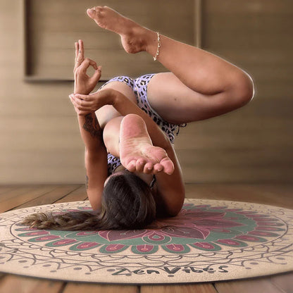 Premium Round Cork Yoga Mat –Mindful Living 135cms - Zenvibes