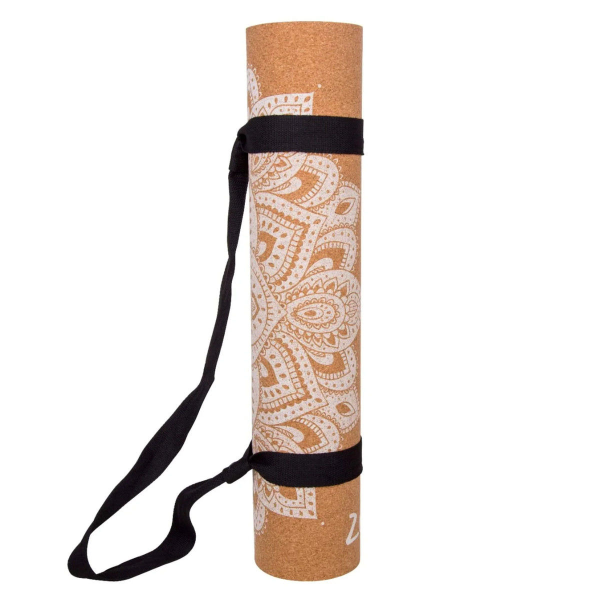 Comfort Cork Yoga Mat 5mm - Ornamental Treo Mandala (White) - Zenvibes