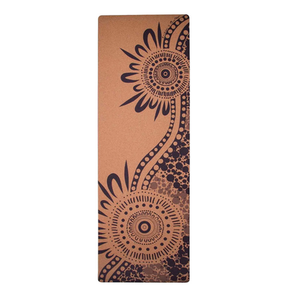 Extra-Thick Cork Yoga Mat 7mm - River Run - Blue