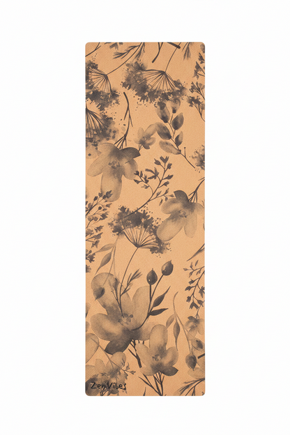 Comfort Cork Yoga Mat 5mm - Blooming Water Colour