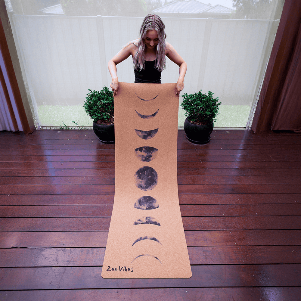 Comfort Cork Yoga Mat 5mm -Moon Phase - Zenvibes