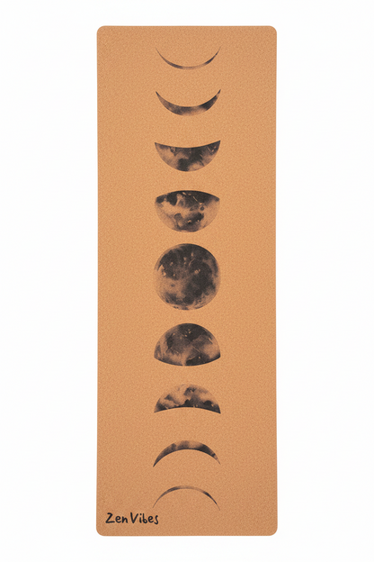 Extra Wide & Large Comfort Cork Yoga Mat 5mm - Moon Phase