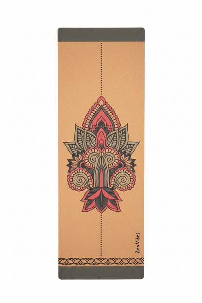 Comfort Cork Yoga Mat 5mm- Ethnic Mandala