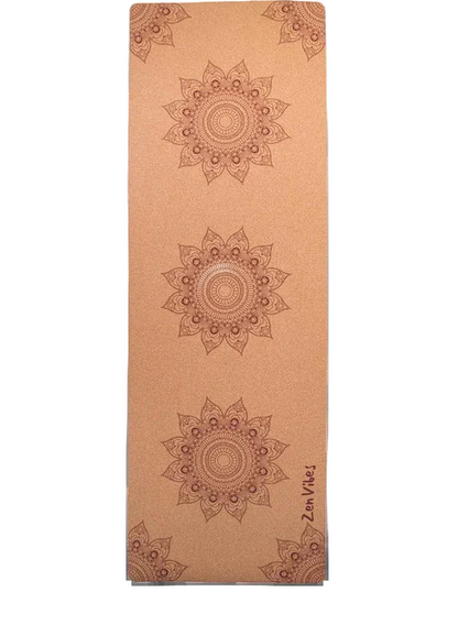 Comfort Cork Yoga Mat 5mm- Decorative Floral Brick