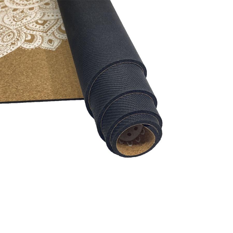 Comfort Cork Yoga Mat 5mm - Ornamental Treo Mandala (White) - Zenvibes