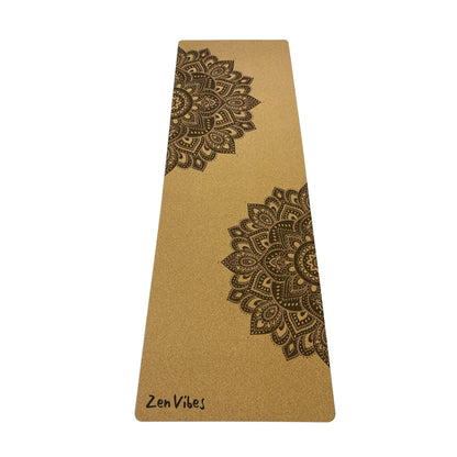 Comfort Cork Yoga Mat 5mm - The Zen Mandala (Brown) - Zenvibes