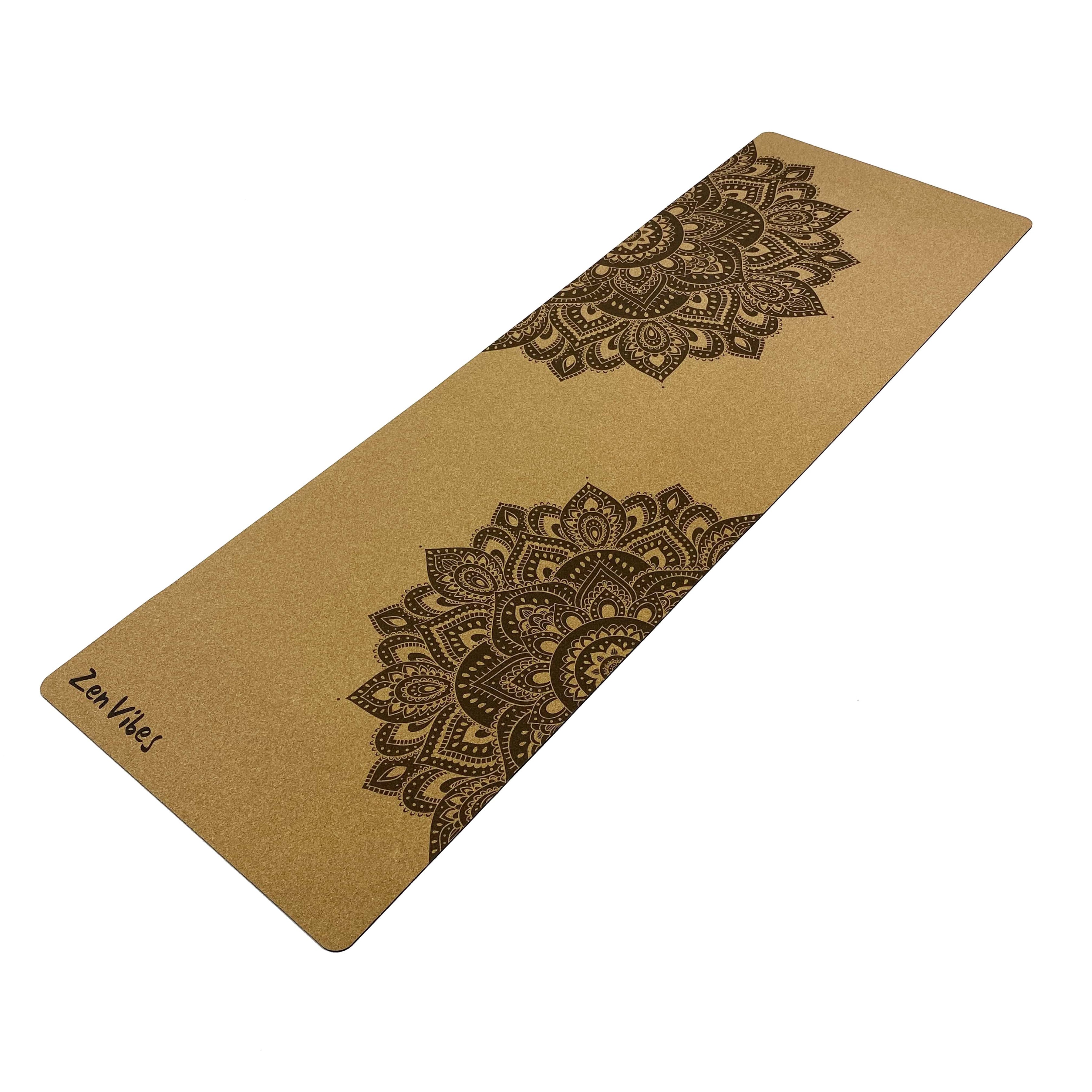 Comfort Cork Yoga Mat 5mm - The Zen Mandala (Brown) - Zenvibes