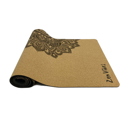 Comfort Cork Yoga Mat 5mm - The Zen Mandala (Brown) - Zenvibes
