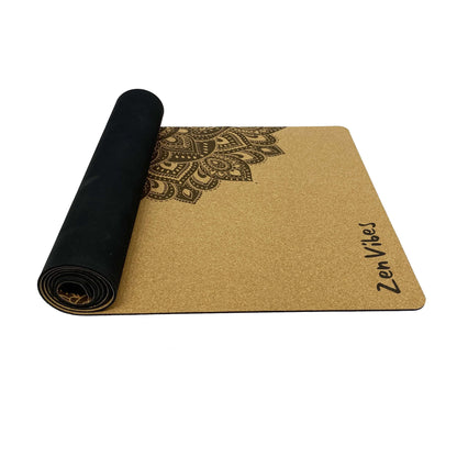 Comfort Cork Yoga Mat 5mm - The Zen Mandala (Brown) - Zenvibes