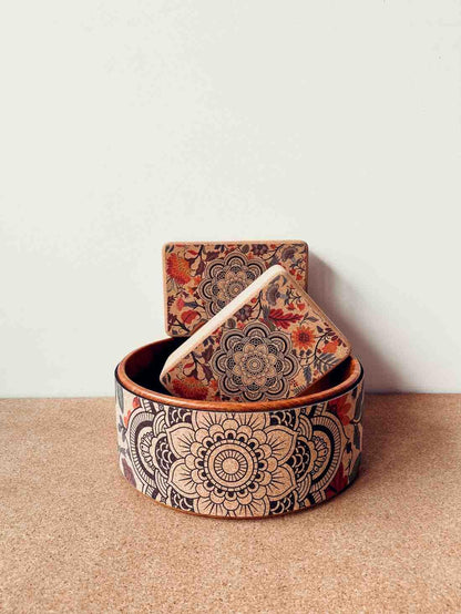 Extra-Thick 7mm Cork Yoga Mat - Ornamental Mandala - Zenvibes