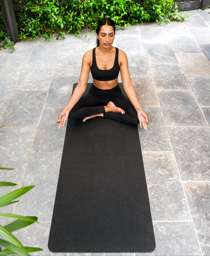 Extra Wide Comfort Cork Yoga Mat 5mm - Classic Black Cork Top