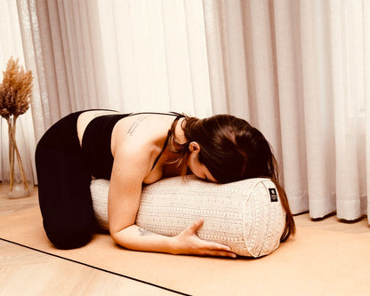 Round Yoga Bolster – Rustic Elegance, Handcrafted & Artisan-Made