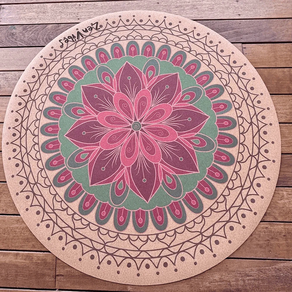Premium Round Cork Yoga Mat –Mindful Living 135cms - Zenvibes