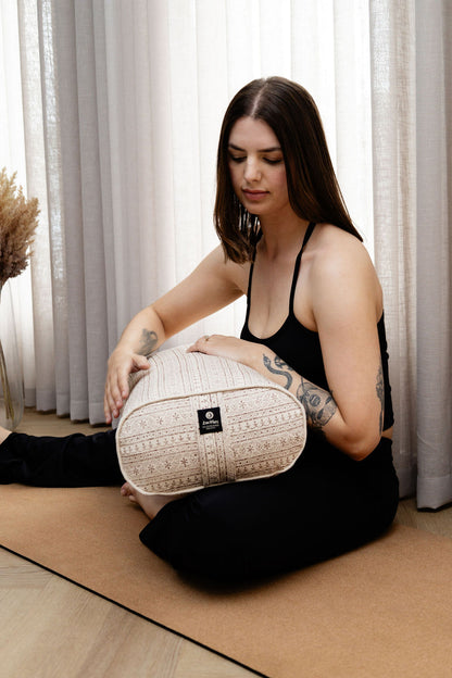 Oval Yoga Bolster – Rustic Elegance,Handcrafted & Artisan-Made
