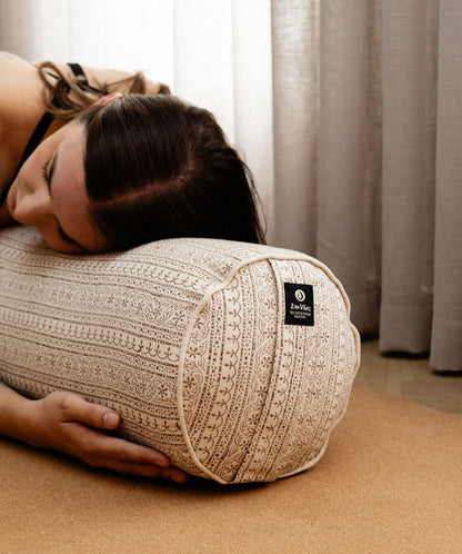 Round Yoga Bolster – Rustic Elegance, Handcrafted & Artisan-Made