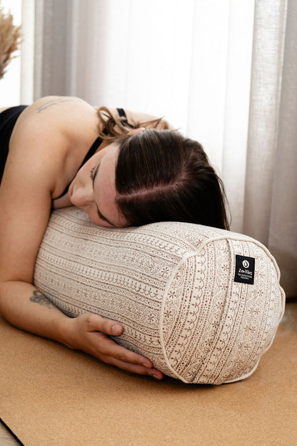 Round Yoga Bolster – Rustic Elegance, Handcrafted & Artisan-Made