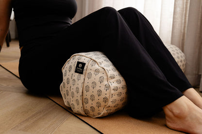 Round Yoga Bolster – Floral Grace, Handcrafted & Artisan-Made