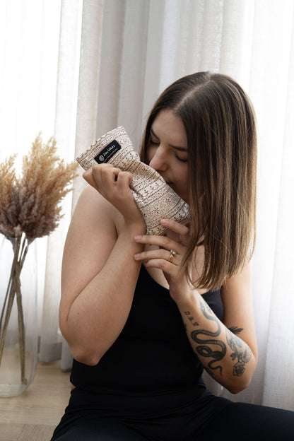 Cotton Eye Pillow - Rustic Elegance ,Hand Crafted & ArtisanMade - Lavender & Flaxseed Filling