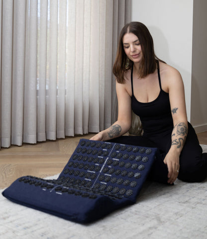 Acupressure Mat – 3-Piece Modular, Cotton & Coconut Fiber - Midnight Blue
