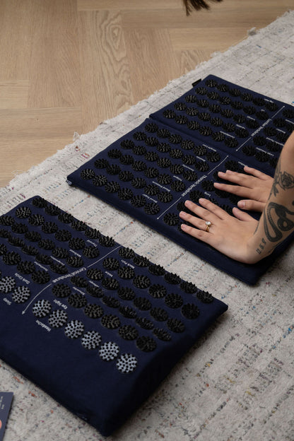 Acupressure Mat – 3-Piece Modular, Cotton & Coconut Fiber - Midnight Blue