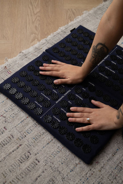 Acupressure Mat – 3-Piece Modular, Cotton & Coconut Fiber - Midnight Blue